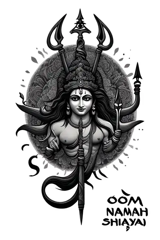 om namah shivaya with trident tattoo design idea