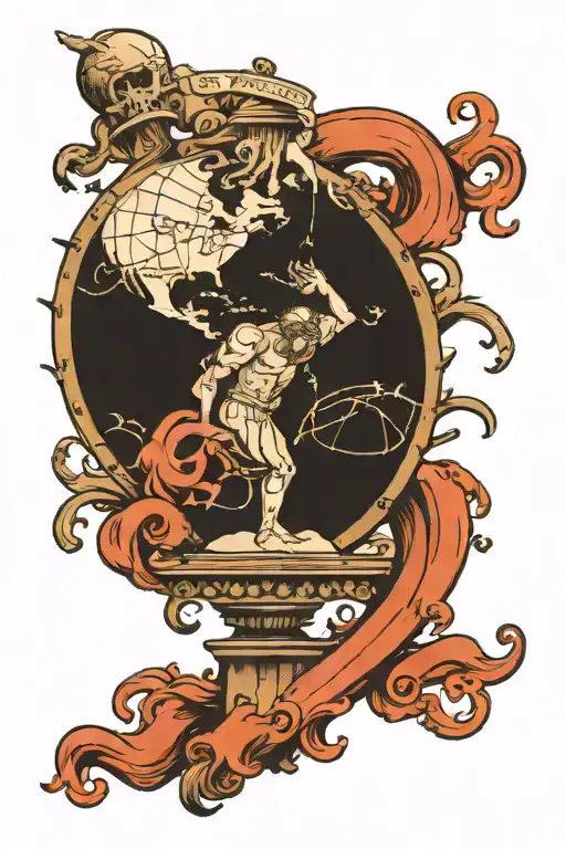 American Traditional Atlas holding up the world tattoo design idea