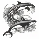 orca whake band with four orcas around the upper arm tattoo design idea