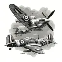RAF spitfire, Typhoon and Globemaster C17 aircraft flying tattoo design idea