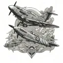 RAF spitfire, Typhoon and Globemaster C17 aircraft flying tattoo design idea