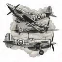 RAF spitfire, Typhoon and Globemaster C17 aircraft flying tattoo design idea