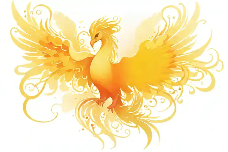 seraphina with Phoenix wings spread bright tattoo design idea