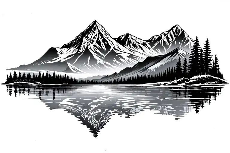 elephant butte lake mountain tattoo design idea