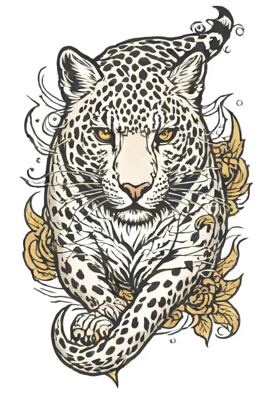 white snow leopard with lightning tattoo design idea