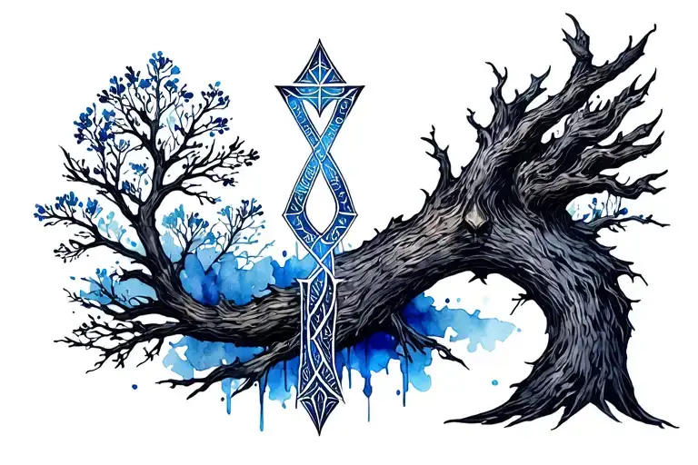 nordic rune for freya symbol tree royal blue tattoo design idea