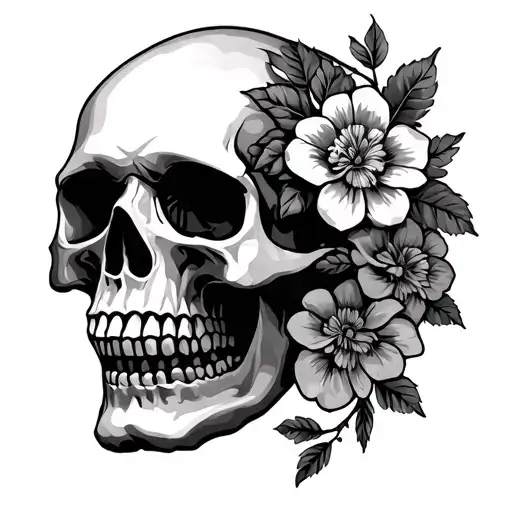skull floral hear see speak no evil tatoo chest piece  tattoo design idea