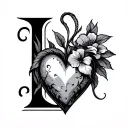initial l with heart tattoo design idea