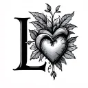 initial l with heart tattoo design idea