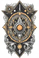 space theme woodcut tattoo design idea