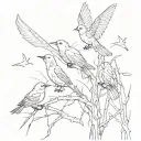 reed falling apart into several basic birds at the top tattoo design idea
