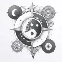 yin yang compass tattoo design idea
