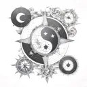 yin yang compass tattoo design idea