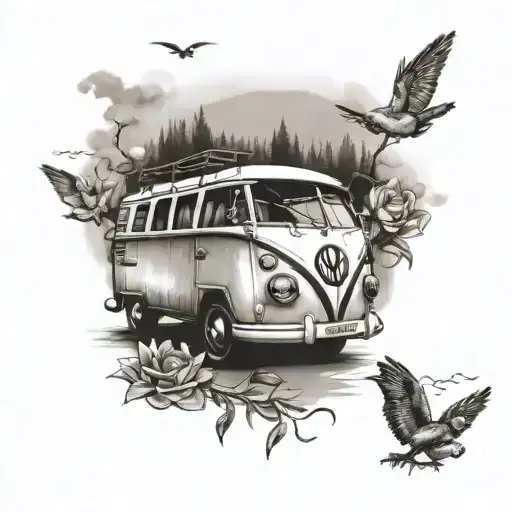 vw bus westfalia tattoo design idea