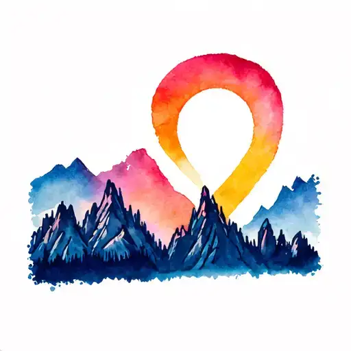 Flagstaff peaks forming a heart with native American tattoo design idea