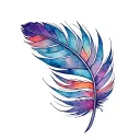 create an eagle feather tattoo incorporating Polynesians/geometric designs into its form using summer and spring colors tattoo design idea