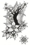 tree star and hyacinth flower tattoo tattoo design idea