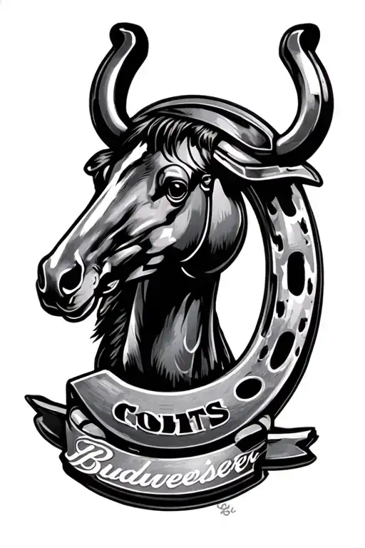 Budweiser nascar and the colts horseshoe made tattoo design idea