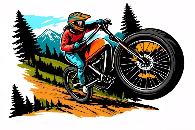 Girly mountain biker tattoo design idea