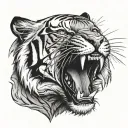 a tiger roaring tattoo design idea