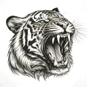 a tiger roaring tattoo design idea