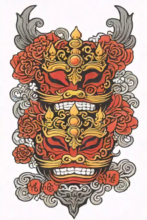 king and queen crowns with japanese writing tattoo design idea