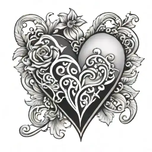 m with heart tattoo design idea