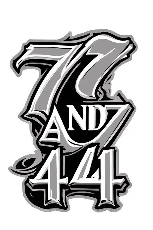 777 and 444 written tattoo design idea