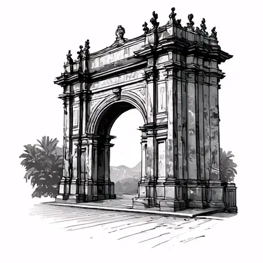Arc de Santa Catalina (Santa Catalina Arch) in Antigua Guatemala tattoo design idea