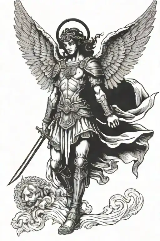 Saint Michael the Archangel tattoo design idea