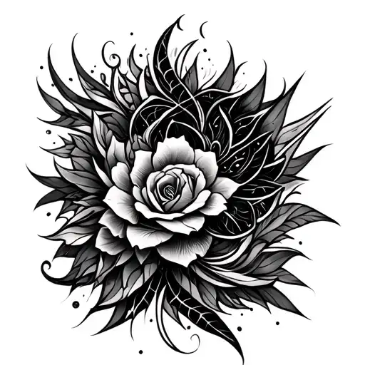 back tattoo, black ink only, lines and shapes, easy-ish to draw, but complicated looking, mainly just lines tattoo design idea