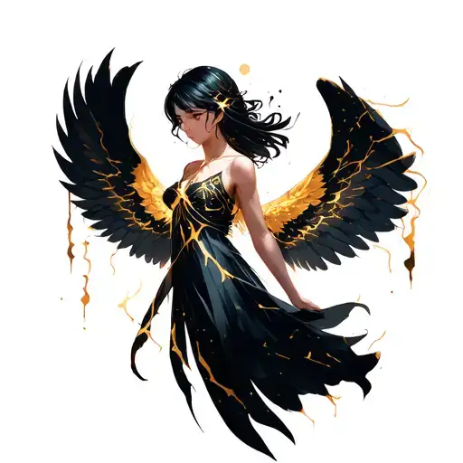 kintsugi fall angel  tattoo design idea