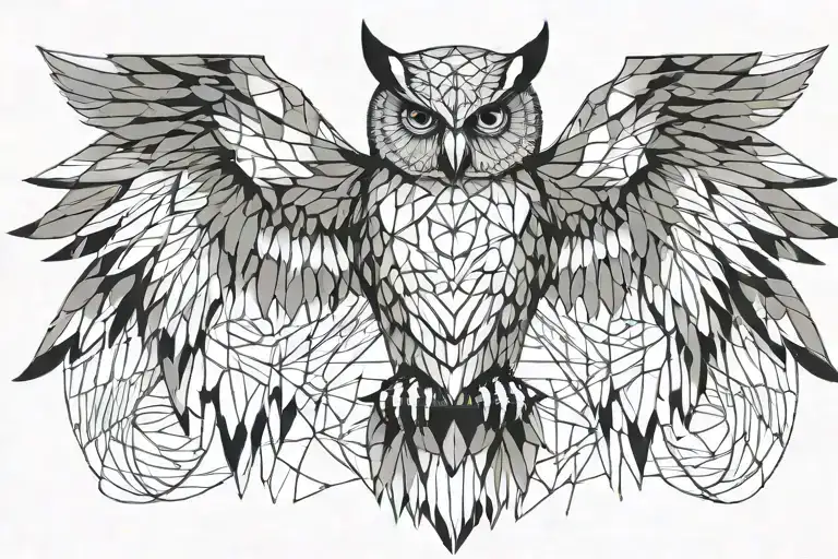 owl with spread wings  tattoo design idea