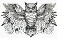 owl with spread wings  tattoo design idea