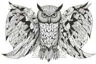 owl with spread wings  tattoo design idea