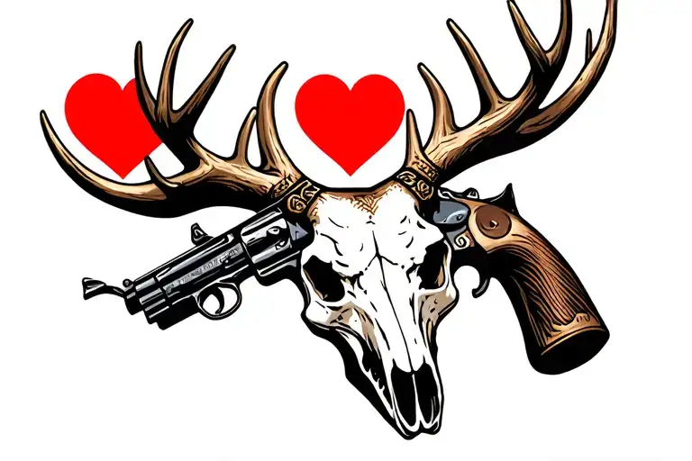 "Gutierrez " love family guns and rodeo and elk skull with antlers tattoo design idea