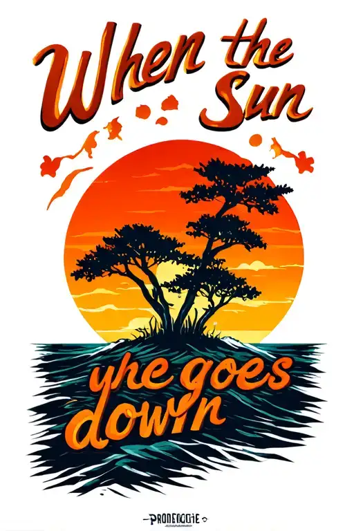 "when the sun goes down" sunset tattoo design idea