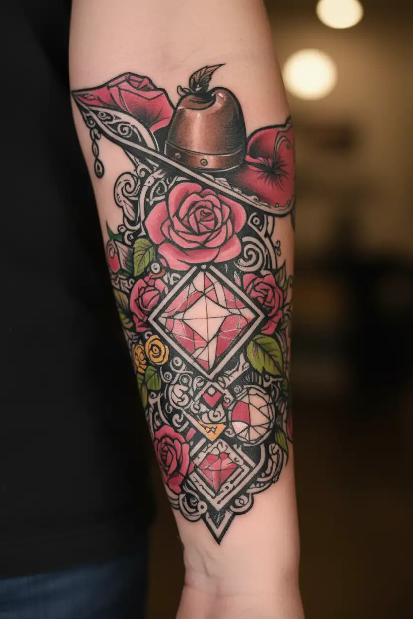 western, country, diamonds, pink, backwoods, girly, redneck tattoo design idea