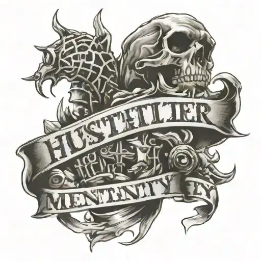 hustler mentality text tattoo tattoo design idea