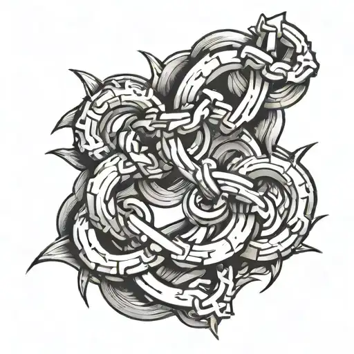 broken chain in knee tattoo design idea