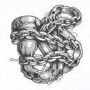 broken chain in knee tattoo design idea