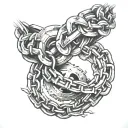 broken chain in knee tattoo design idea