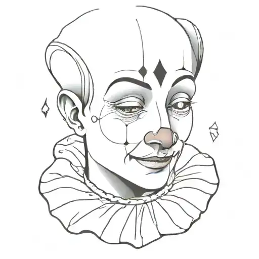 pierrot clown with tear drop on his cheek tattoo design idea