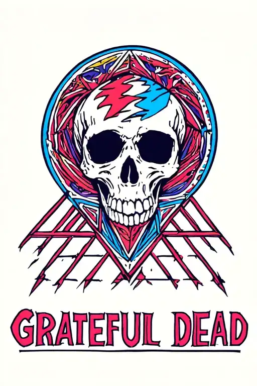 Minimal Grateful Dead stealie logo. *Just* a circle for the skull with triangles beneath it representing the jaw tattoo design idea