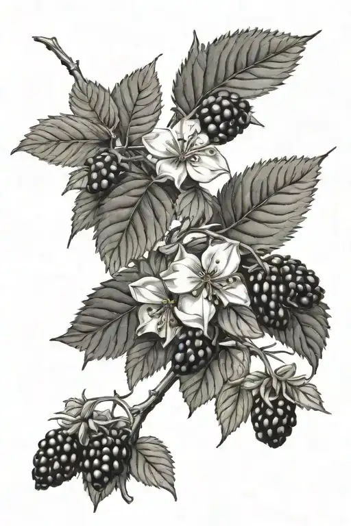 honey suckle vine and blackberry bush tattoo design idea