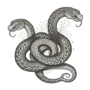 A sleek and modern interpretation of a snake intertwined with digital elements in a dotwork style tattoo design idea
