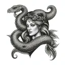 virgo sign and snake wrapped tattoo design idea