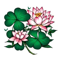 LUCKY BAMBOO, CLOVER LEAF, LOTUS FLOWER tattoo design idea