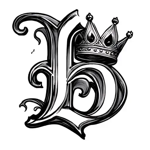 letter b with a crown on it  tattoo design idea