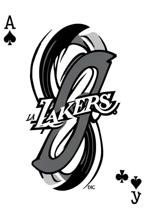 ace playing card and la Lakers logo intertwined tattoo design idea